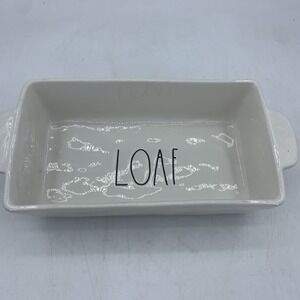 Rae Dunn Artisan Collection Ceramic 9X5 Loaf Bread Pan Black White Kitchen